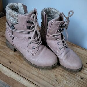 Women's Pink Lace-Up Ankle Boots Fit More 6,5